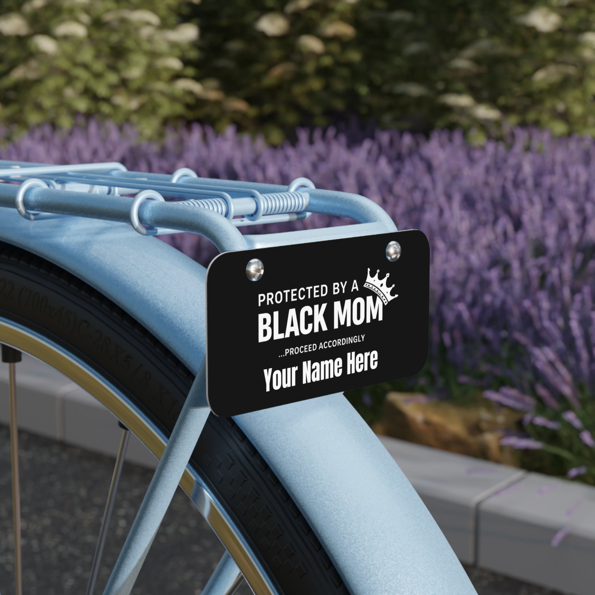 Mini License Plate — "Protected by a Black Mom" Personalized Metal Plate