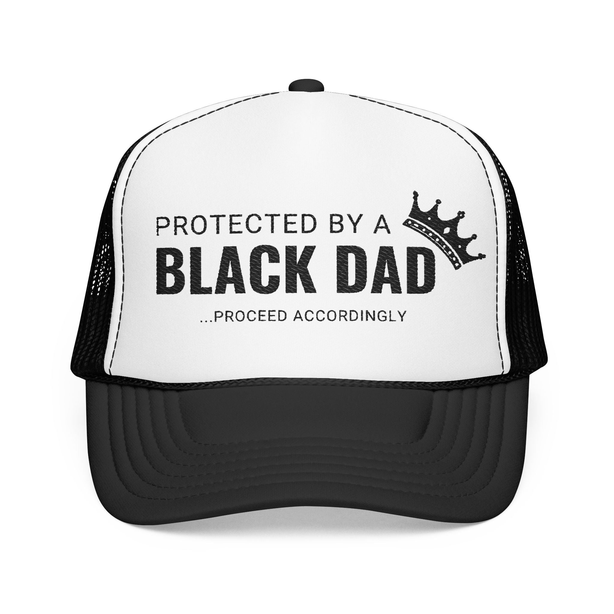 Protected by a Black Dad Trucker Hat