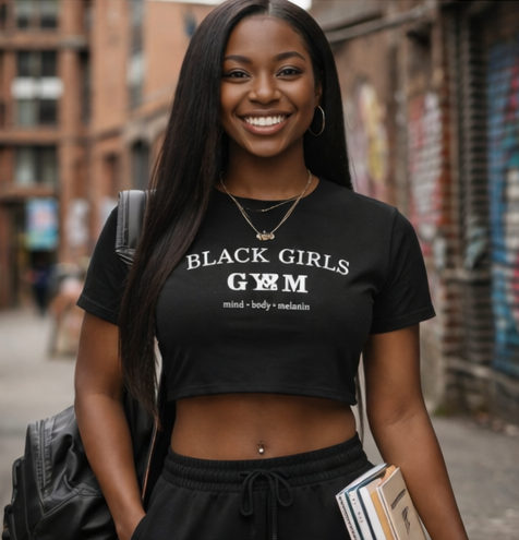 Black Girls Gym’n Crop Top - Culture Graphic Tee