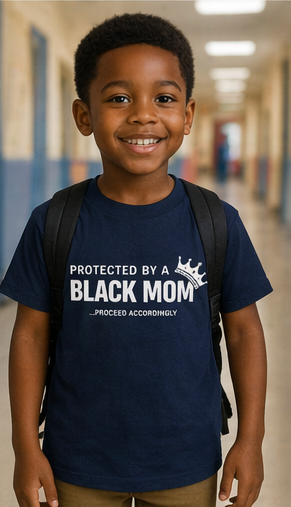 Protected by a Black Mom Line Kids Tee — Mothers Day Toddler Shirt