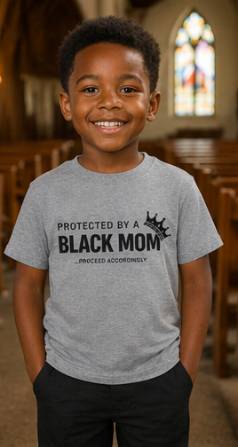 Protected by a Black Mom Line Kids Tee — Mothers Day Toddler Shirt