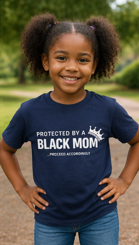 Protected by a Black Mom Line Kids Tee — Mothers Day Toddler Shirt