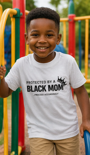 Protected by a Black Mom Line Kids Tee — Mothers Day Toddler Shirt
