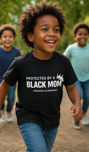 Protected by a Black Mom Line Kids Tee — Mothers Day Toddler Shirt
