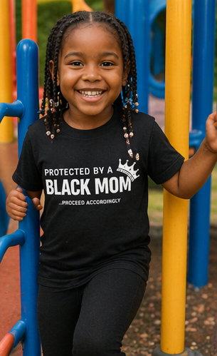 Protected by a Black Mom Line Kids Tee — Mothers Day Toddler Shirt