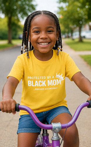 Protected by a Black Mom Line Kids Tee — Mothers Day Toddler Shirt