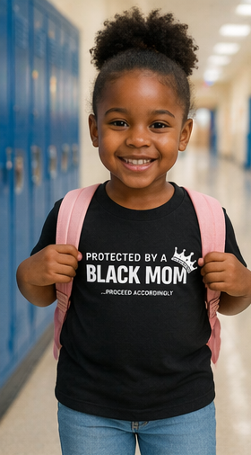 Protected by a Black Mom Line Kids Tee — Mothers Day Toddler Shirt
