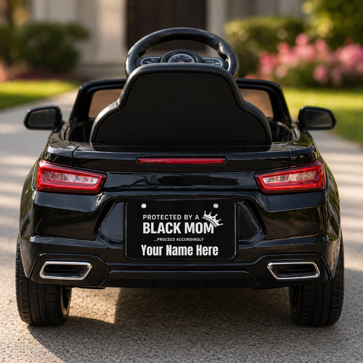 Mini License Plate — "Protected by a Black Mom" Personalized Metal Plate