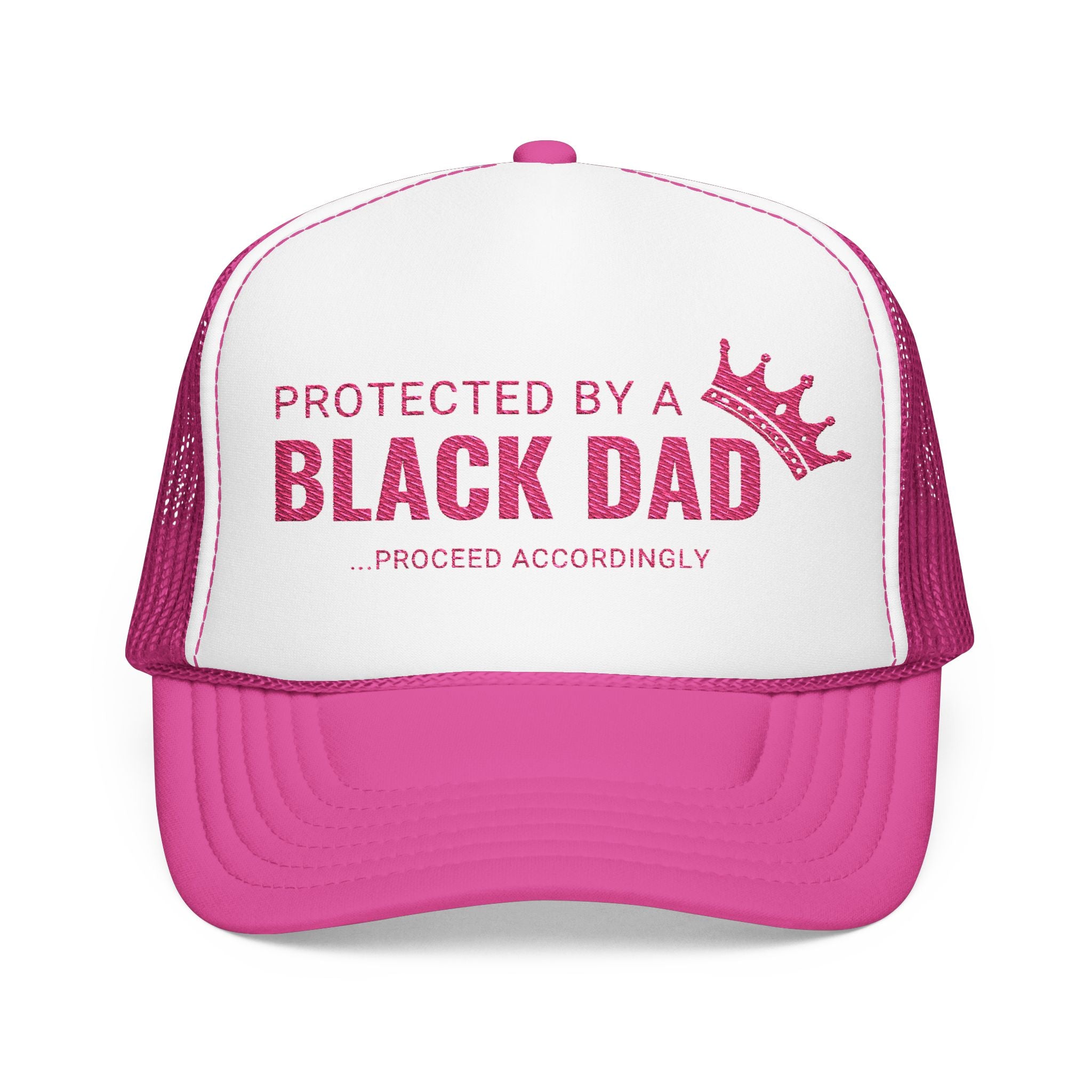 Protected by a Black Dad Trucker Hat - Pink