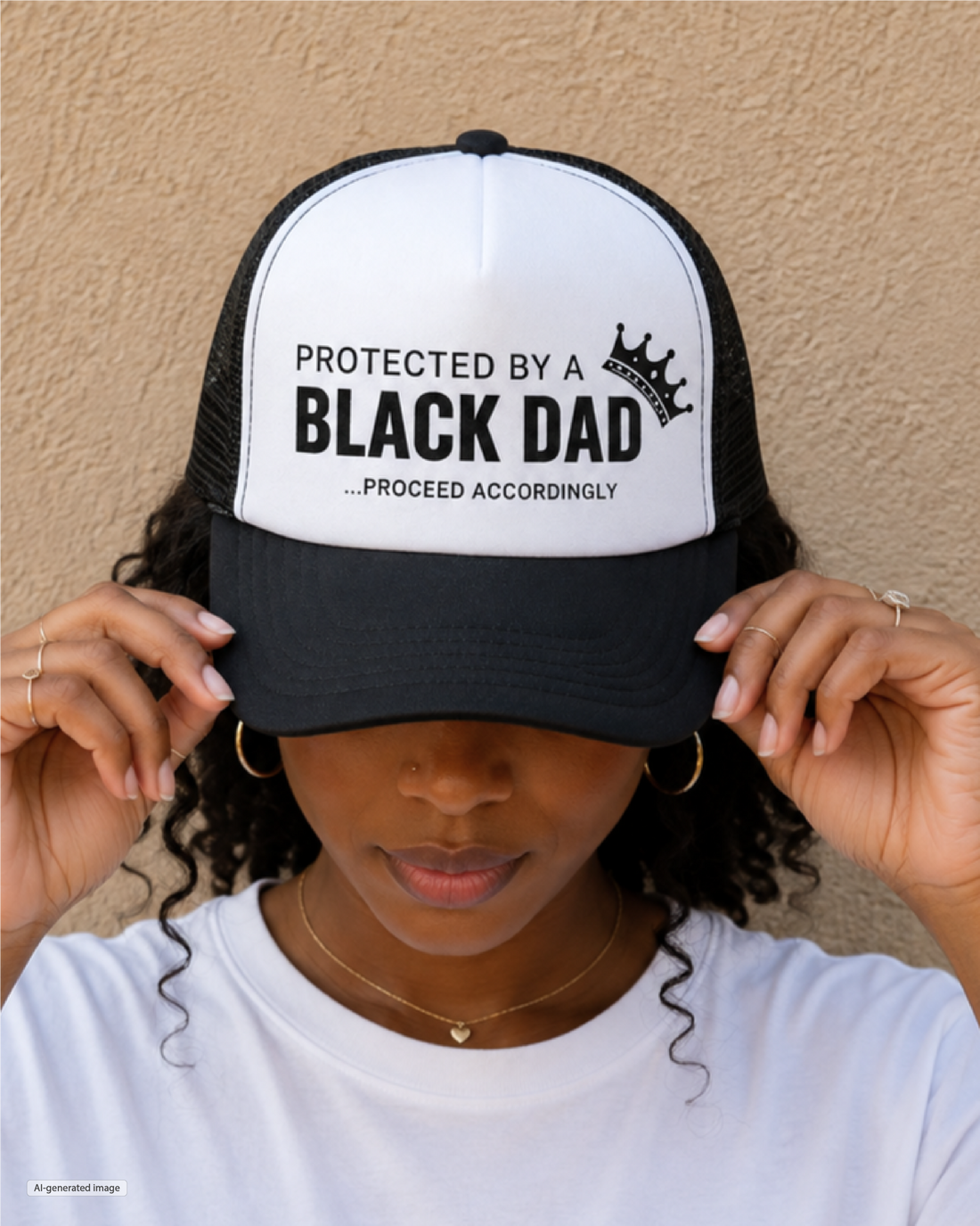 Protected by a Black Dad Trucker Hat
