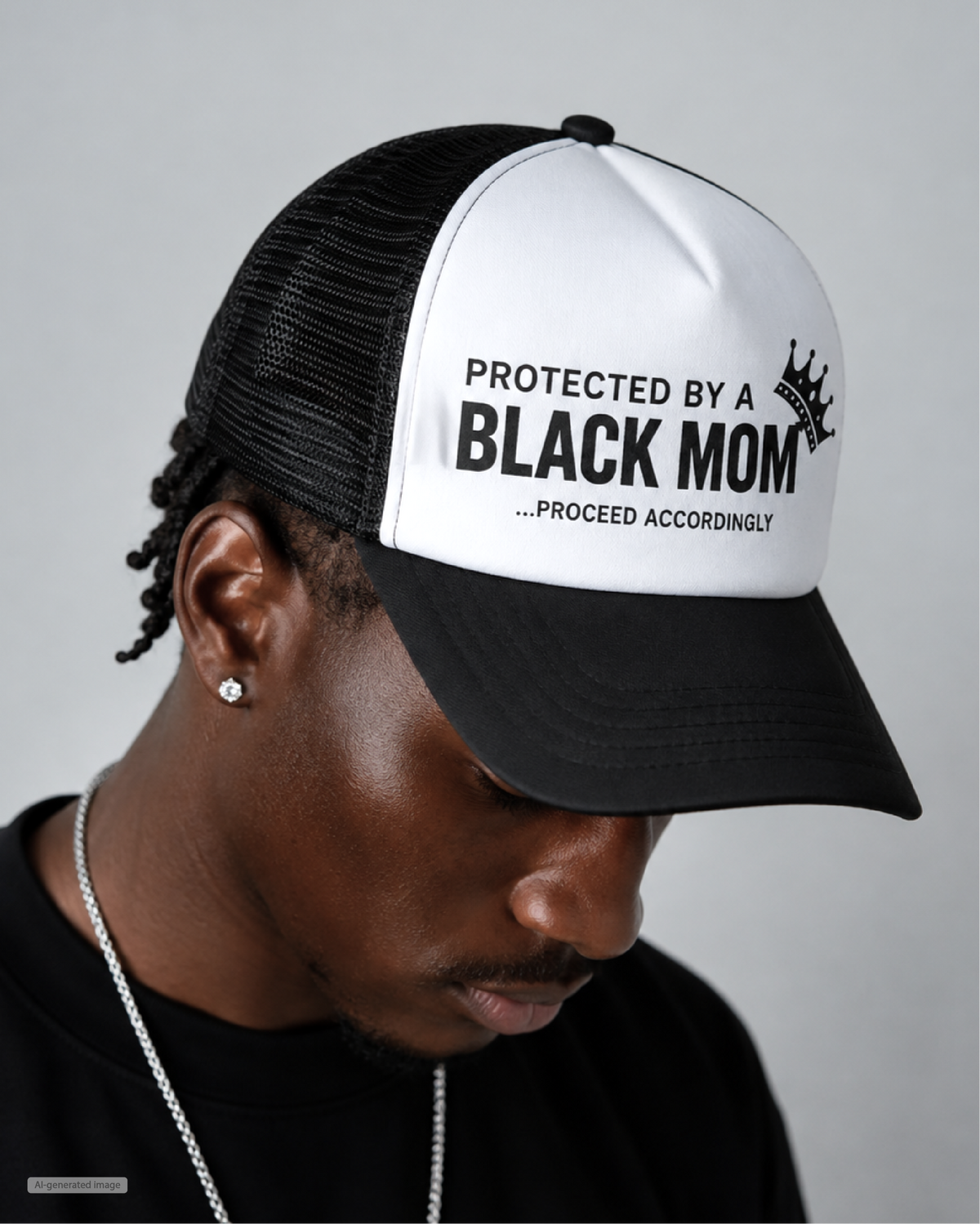 Protected by a Black Mom Trucker Hat