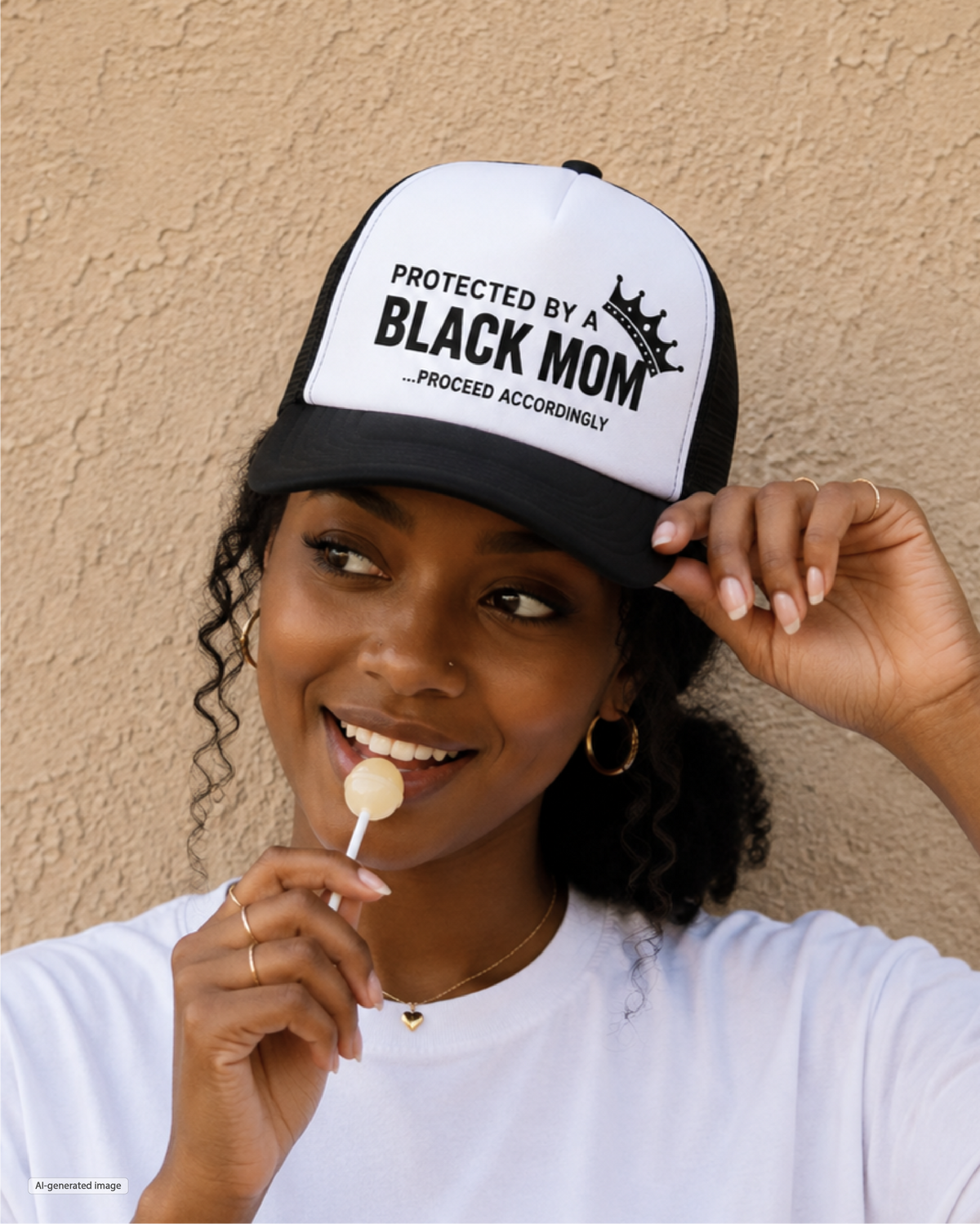 Protected by a Black Mom Trucker Hat