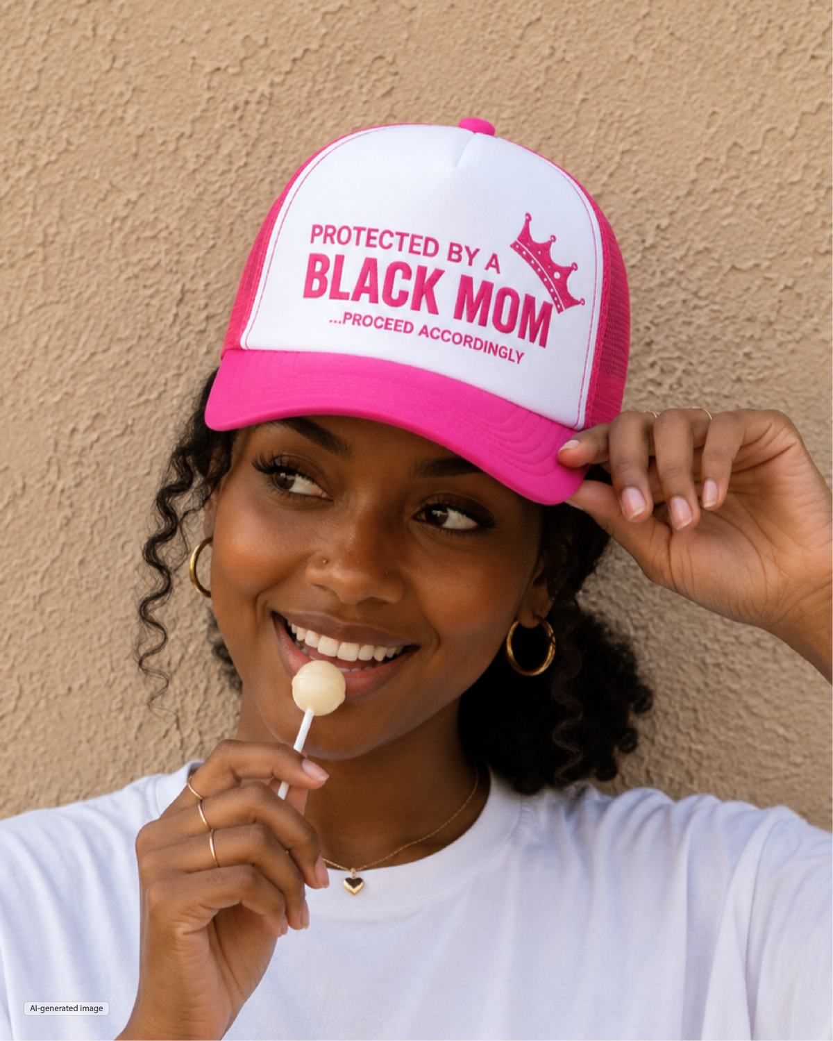 Protected by a Black Mom Trucker Hat - Pink