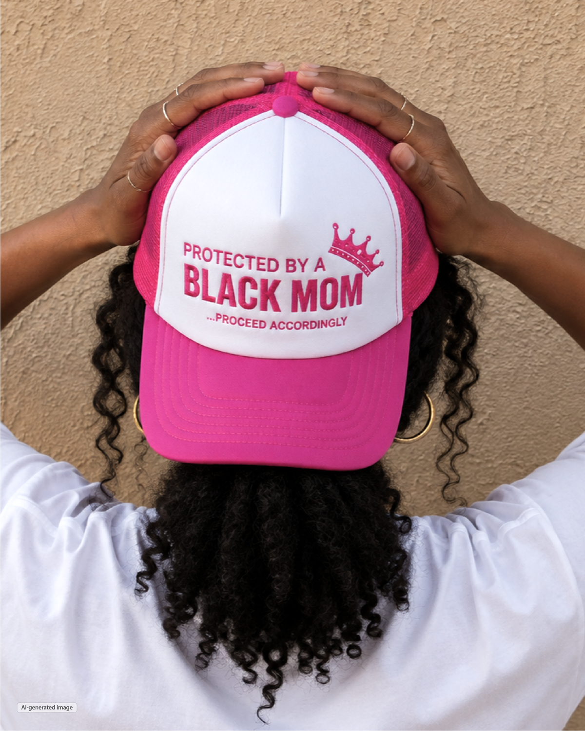 Protected by a Black Mom Trucker Hat - Pink